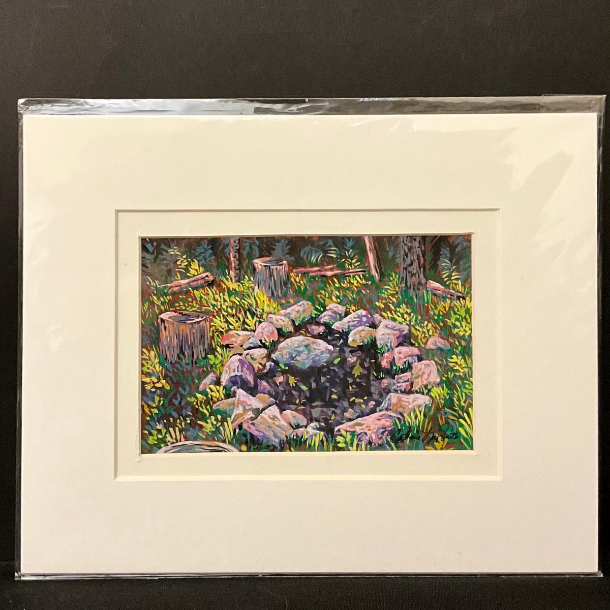 Fire Circle Original Matted Pastel