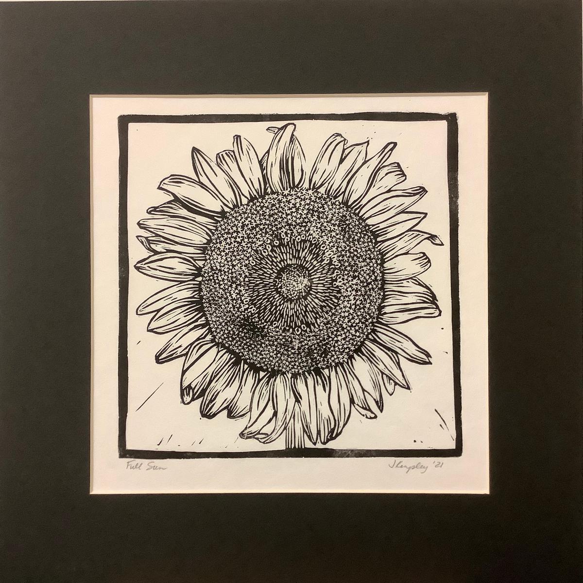 Full Sun Rubber Block Print with Black Mat
