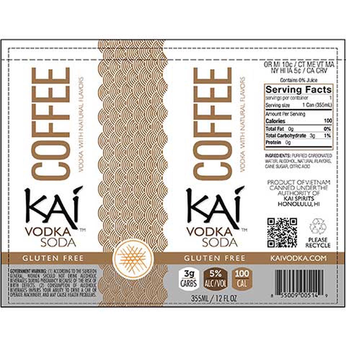 Kai Coffee Vodka Soda - 12OZ SINGLE CAN