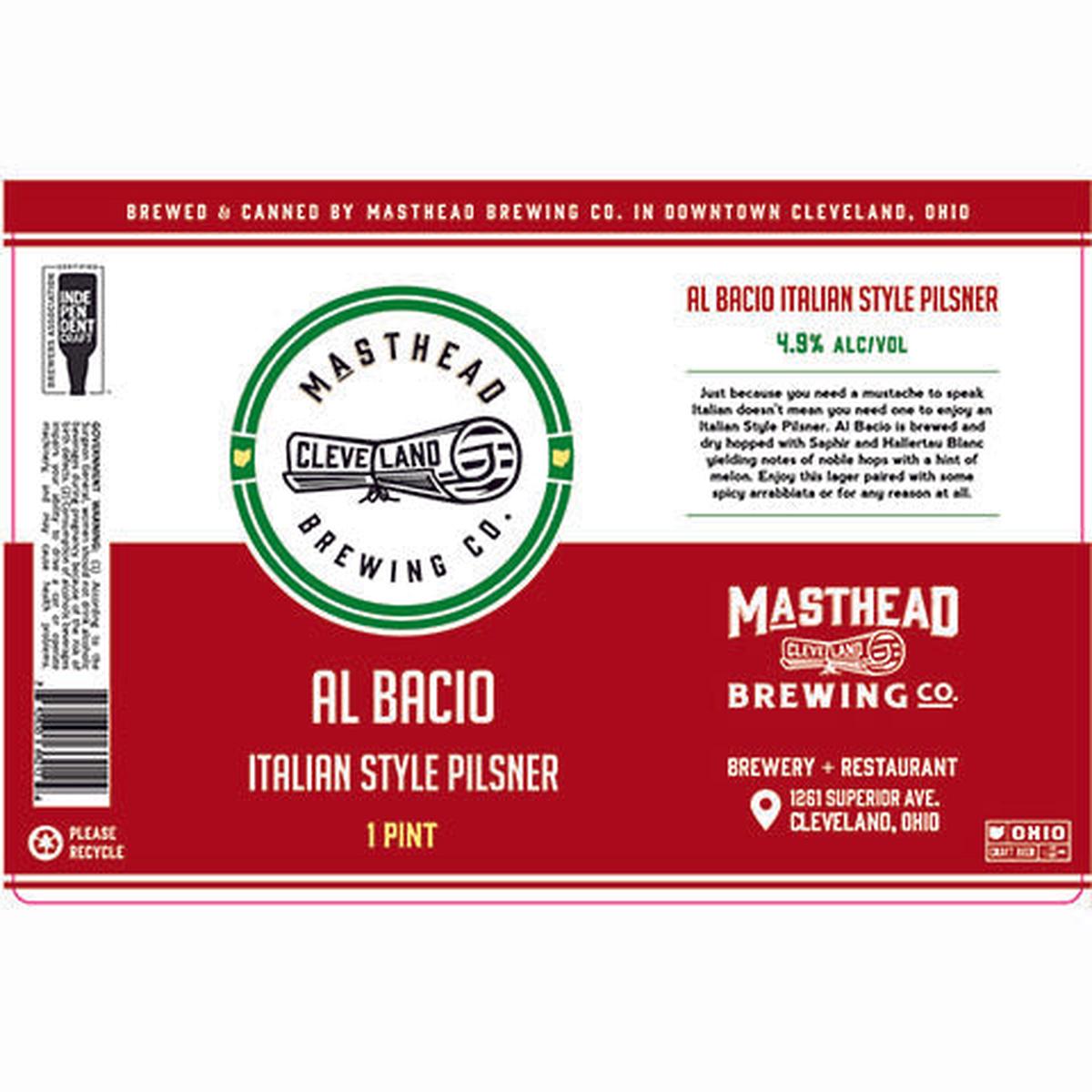 Masthead Al Bacio Italian Style Pilsner - 16OZ SINGLE CAN