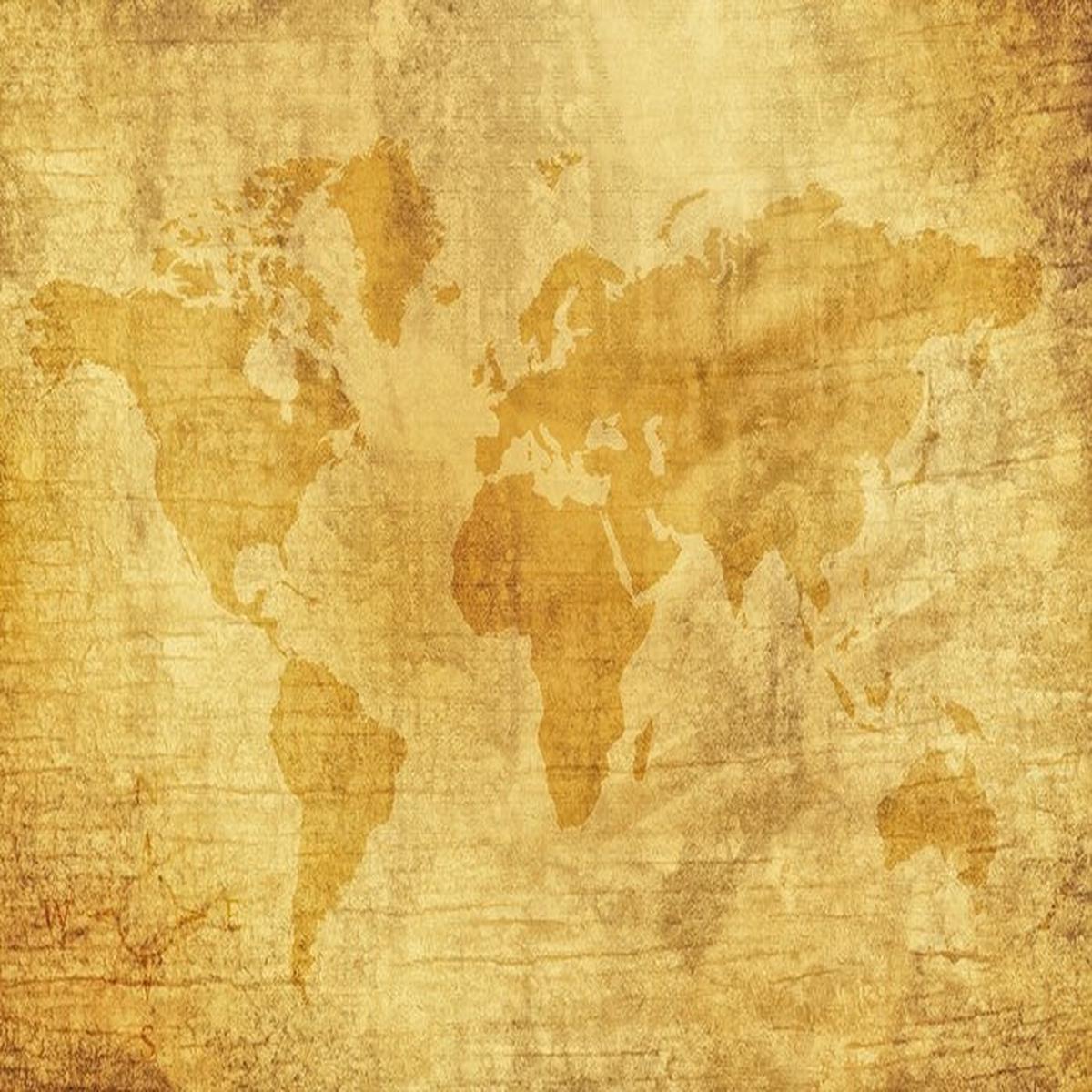 Yellowed world map