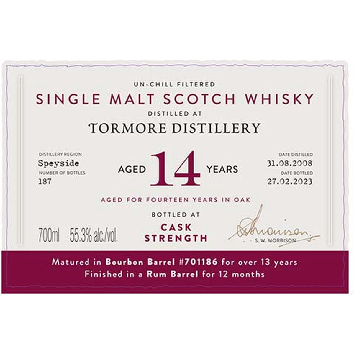 A.D. Rattray Tormore Aged 14 Years Single Malt Scotch Whisky - 700ML BTL