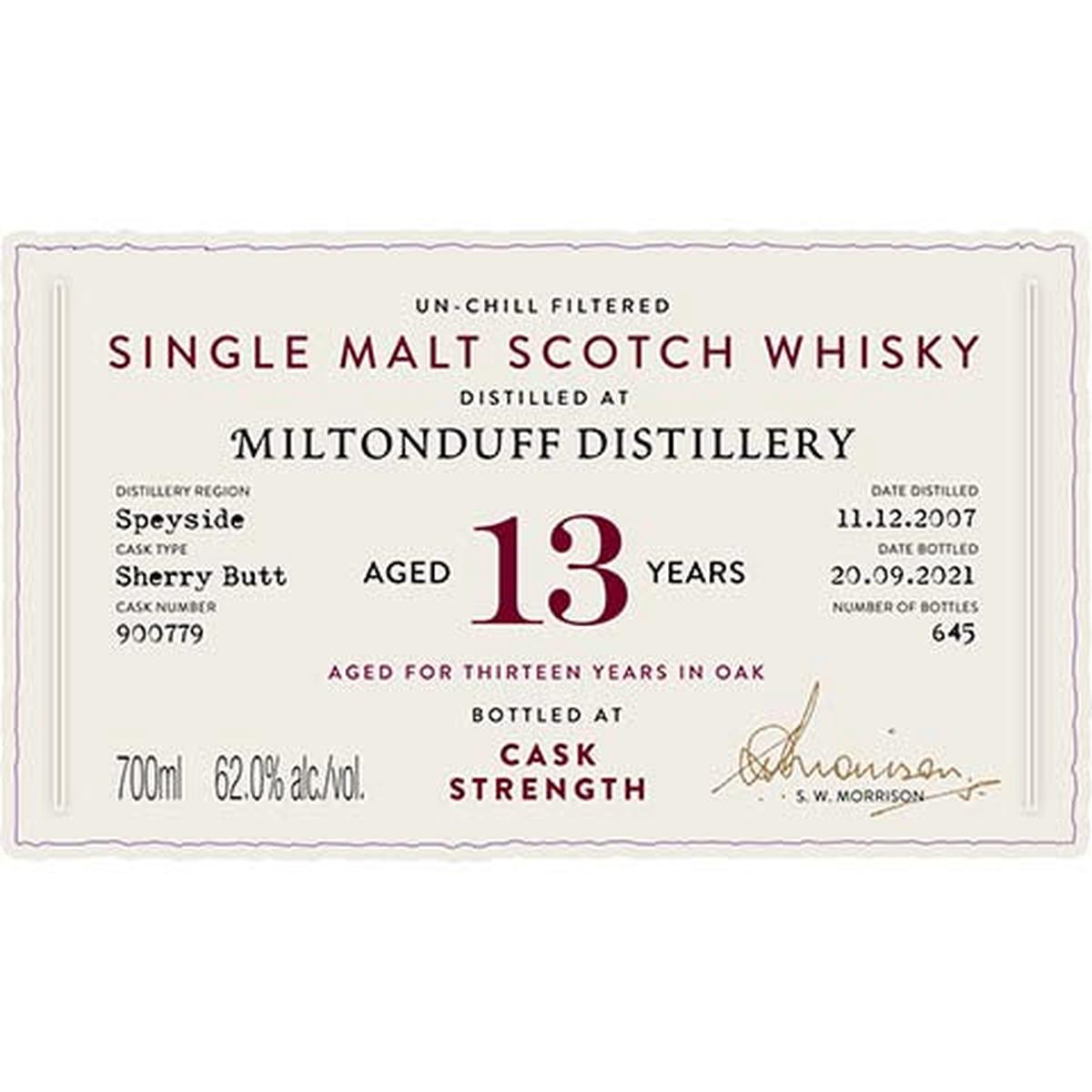 A.D. Rattray Miltonduff Distillery Aged 13 Years Single Malt Scotch Whisky - 700ML BTL