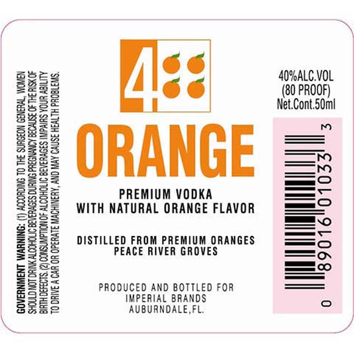 4 Orange Premium Vodka - 50ML BTL
