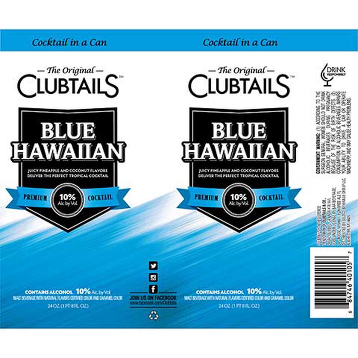 Clubtails Blue Hawaiian Cocktail - 24OZ SINGLE CAN