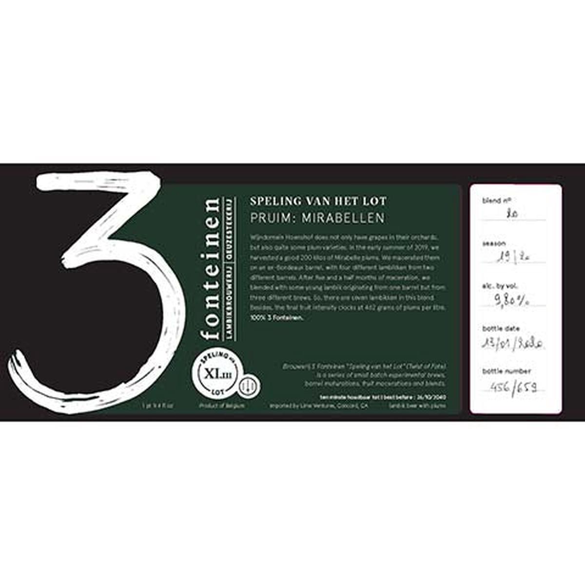 3 Fonteinen Svhl Pruim: Mirabellen - 750ML BTL