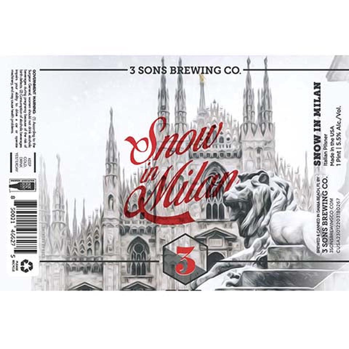 3 Sons Snow In Milan Pilsner - 16OZ SINGLE CAN