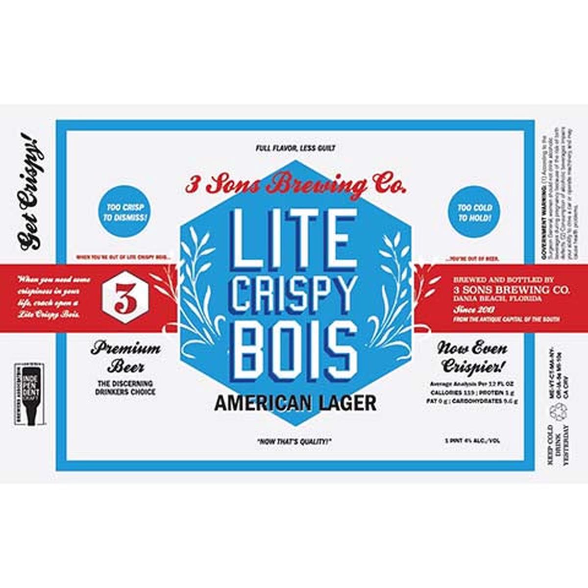 3 Sons Lite Crispy Bois Lager - 16OZ SINGLE CAN