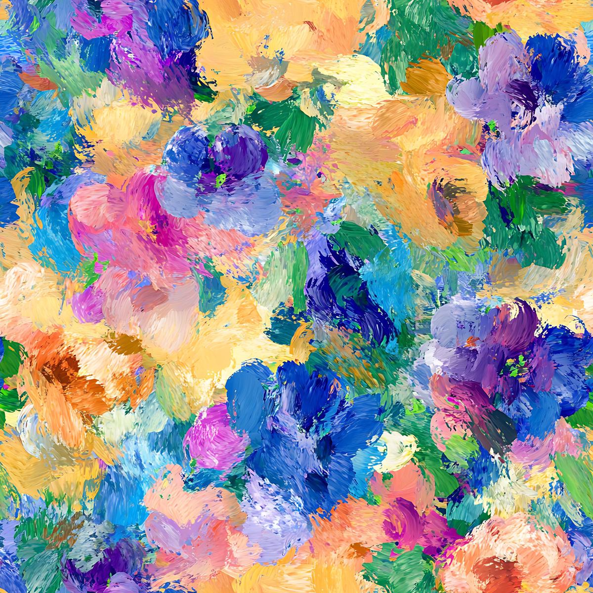 Impressionist Floral Pattern 12 Quilting Cotton Fabric