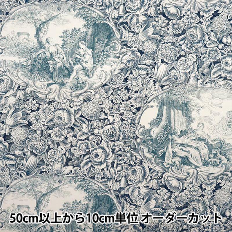 [Quantity starting from 5] Fabric “Sharting Classic Print Toilet Joui Style White x Iron Blue 819589-S” YUWA Ariwa Shoten