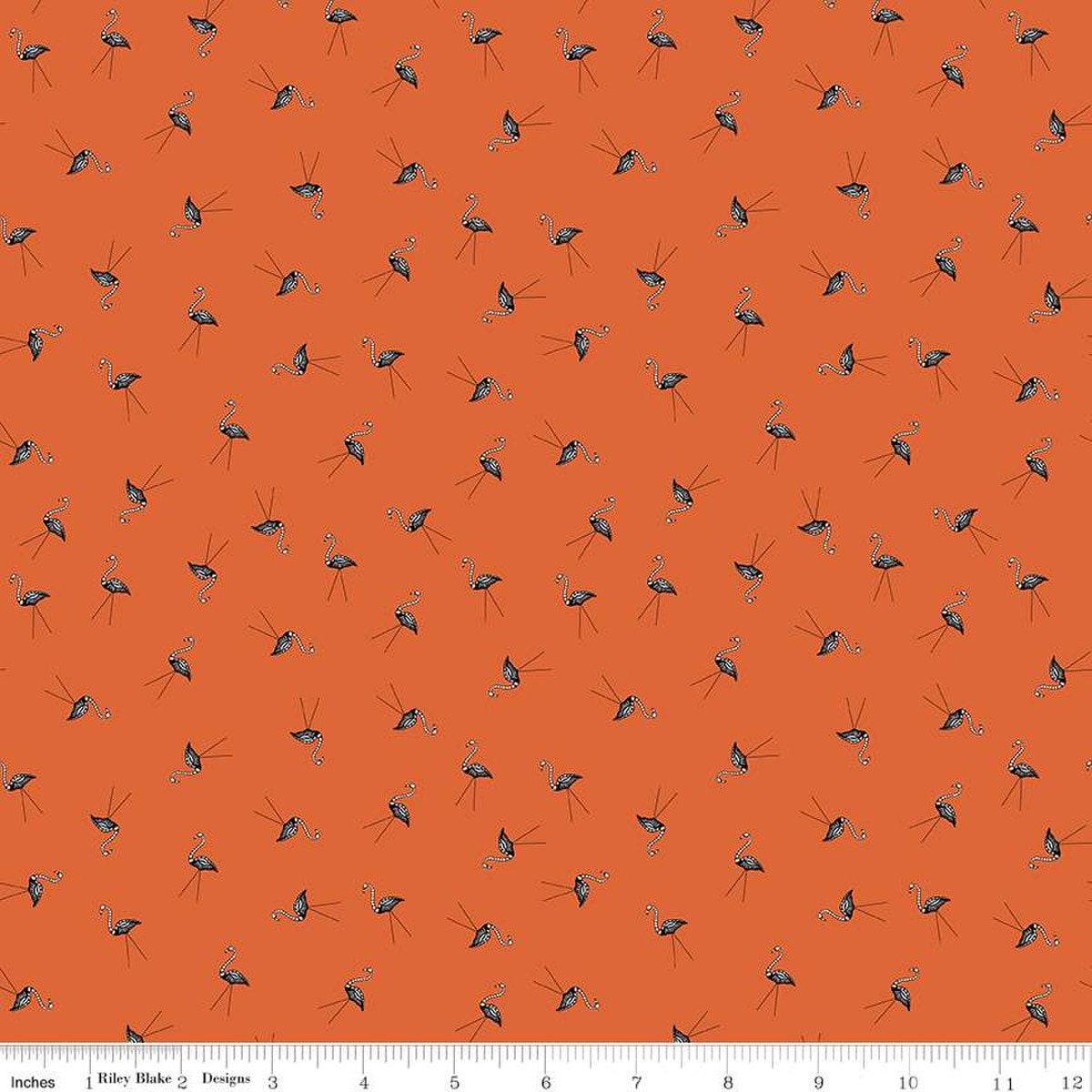 SALE Haunted Adventure Skeleton Flamingos C13114 Autumn – Riley Blake Designs – Halloween Birds Bird – Quilting Cotton Fabric